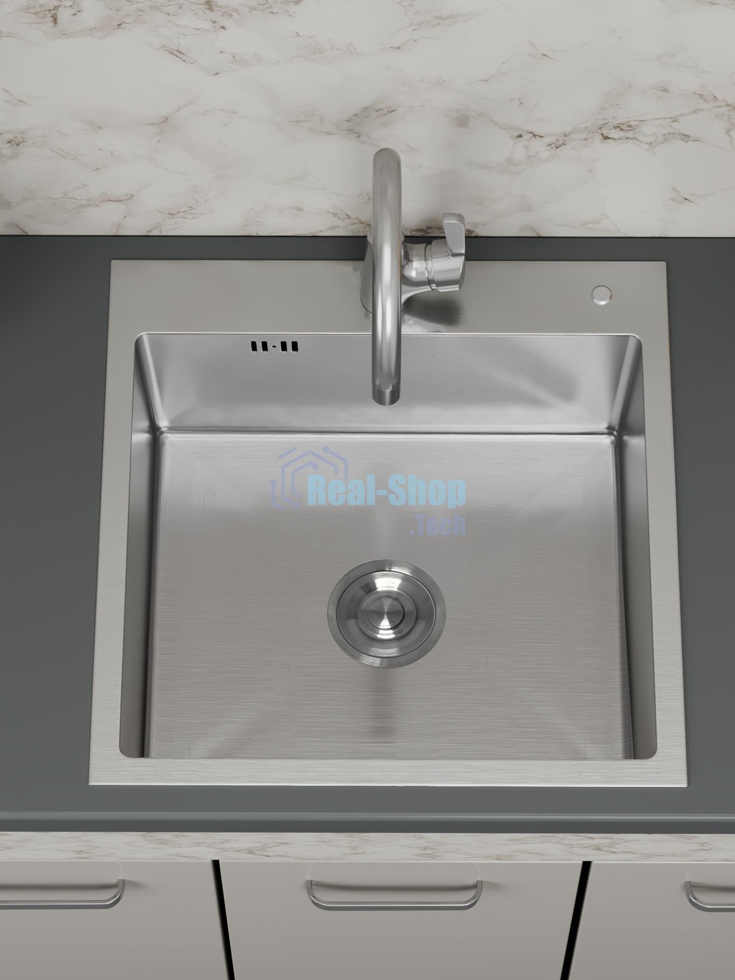 Мойка кухонная из нержавеющей стали BAU SOUL КТ5050S SATIN, сифон EASY CLEAN в комплекте.