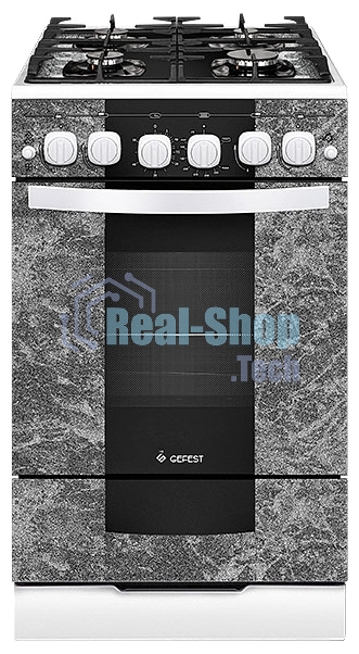 Плита газовая Gefest 5500-02 0113 мрамор, конфорок 4 шт, духовка 52 л, 50 см x 85 см x 58.5 см