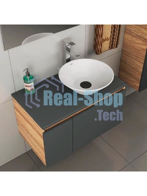Комплект для ванной, 4 предмета (тумба Bau 80, графит + раковина BAU Dream D43 + смеситель Hotel Still, выпуск клик-клак, черный)