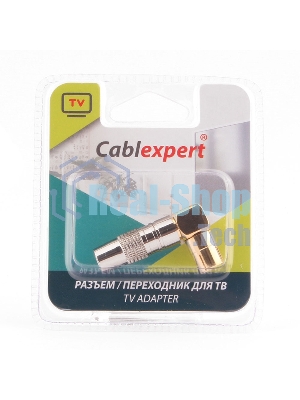 Разъем Cablexpert TVPL-08,TV (мама) позолоченный, латунь OD8.5, 90 градусов, блистер