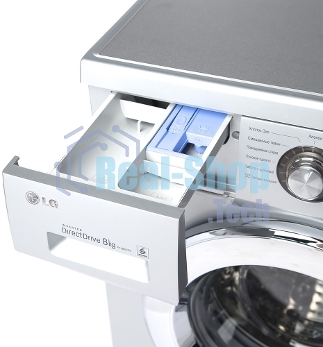 Стиральная машина LG F1296TD4 серебристый, загрузка фронтальная 8 кг, 1200 об/мин, класс: А