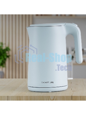 Электрочайник Galaxy GL 0327 небесный, 1.5 л, 1800 Вт, скрытый нагревательный элемент