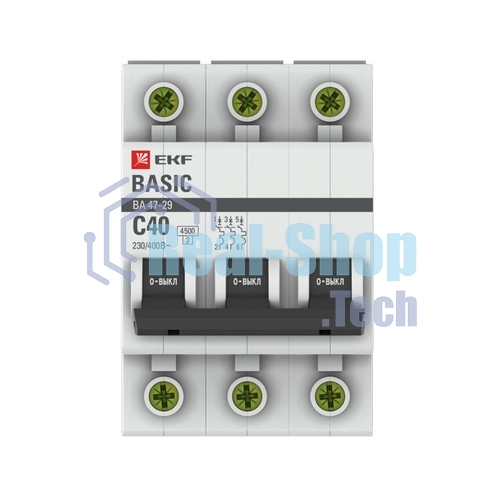 Выключатель автоматический EKF mcb4729-3-40C 3P 40А (C) 4,5кА ВА 47-29 Basic