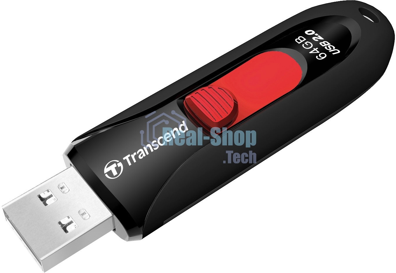 Флешка USB Transcend JetFlash 590 (TS64GJF590K), 64Gb, USB 2.0, R/W 25/15, черный/красный