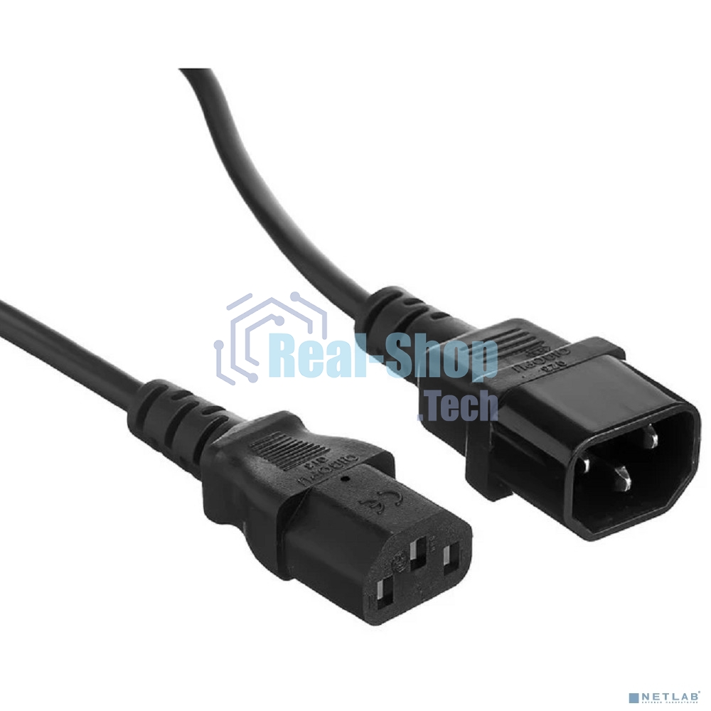 Кабель питания ExeGate Power EC-0,5P (C13->C14, VDE-250V-3*1.0мм2, медь, черный, 16A, 0.5 м)