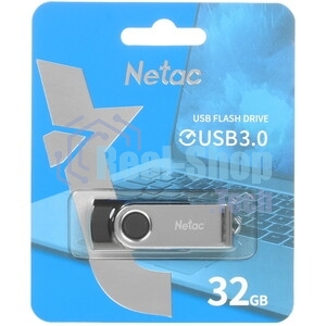 Флешка USB Netac U505 (NT03U505N-032G-32BK), 32Gb, USB 3.0, R/W 110/45, черный/серебристый