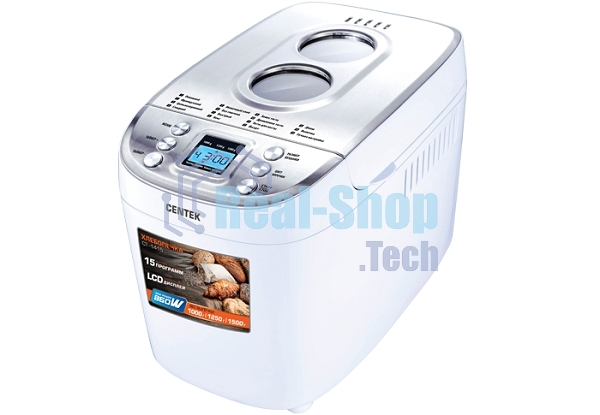 Хлебопечка Centek CT-1415 белый/серебристый, 860 Вт, 1.5 кг, 15 программ