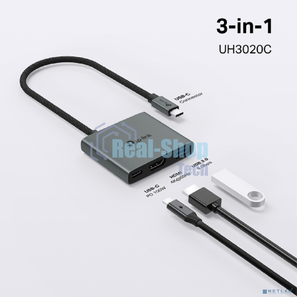 Разветвитель USB-C TP-Link UH3020C 1порт. серый