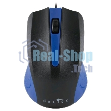 Мышь проводная Oklick 225M черный/синий, 1200 dpi, USB, кнопки - 3