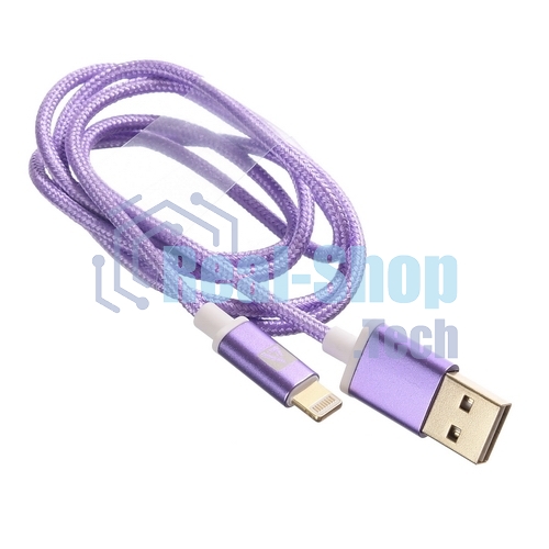Кабель USB ACD-Style Lightning - USB-A 2-сторонние коннекторы, нейлон, 1м, фиолетовый