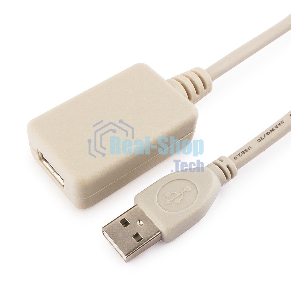Кабель Gembird USB 2.0 удлинительный, активный 4.8м AM/AF, черный