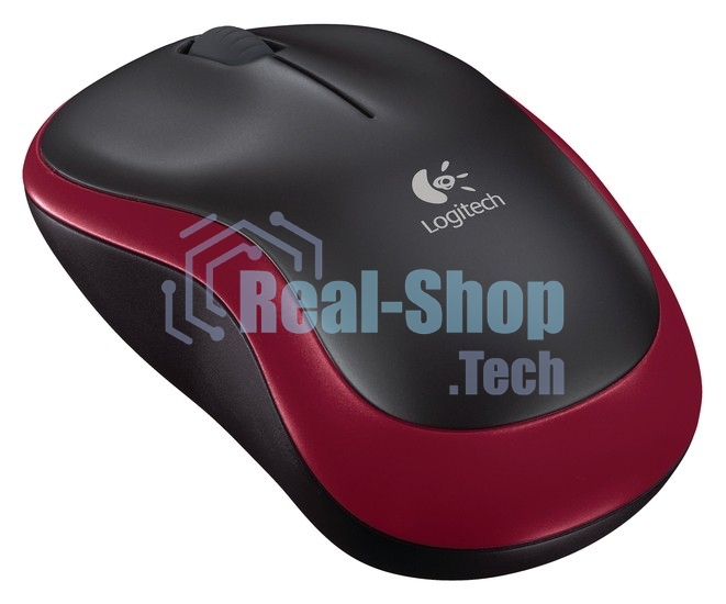 Мышь беспроводная Logitech M185, красный, 1000 dpi, радиоканал, USB, кнопки - 3