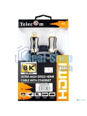 Кабель HDMI 19M/M,ver. 2.1, 8K@60 Hz 2m метал разъемы, нейлоновая оплетка Telecom TCG300-2M
