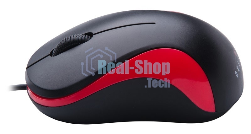 Мышь проводная Oklick 115S черный/красный, 1200 dpi, USB, кнопки - 3