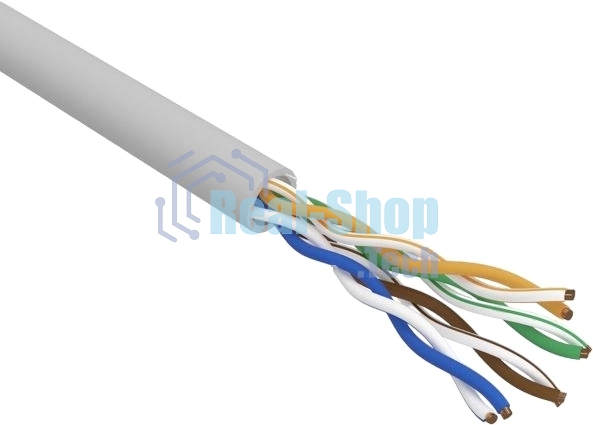 Кабель витая пара Rexant U/UTP, cat.5e, ZH нг(А)-HF, 4PR, 24AWG, внутренний, серый, 305 м