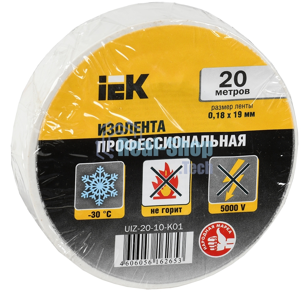 Изолента IEK UIZ-20-10-K01 0,18х19 мм белая 20 метров
