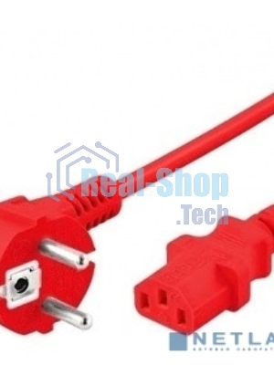 Кабель питания компьютера (Schuko+C13) (3x1.0), 10A, угловая вилка, 5 м, красный Hyperline PWC-IEC13-SHM-5.0-RD