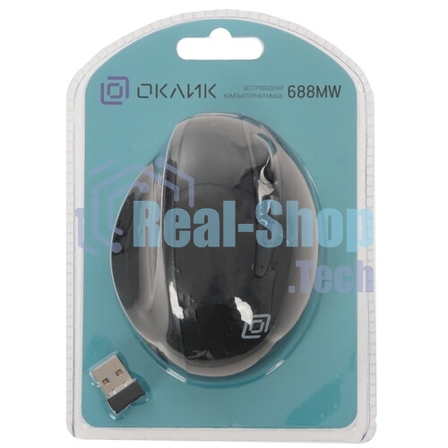 Мышь беспроводная Oklick 688MW ERGO черный, 2400 dpi, радиоканал, Bluetooth, USB, кнопки - 6