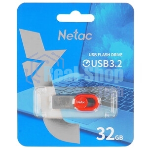 Флешка USB Netac UM2 (NT03UM2N-032G-32RE), 32Gb, USB 3.0, R/W 130/50, серебристый/красный