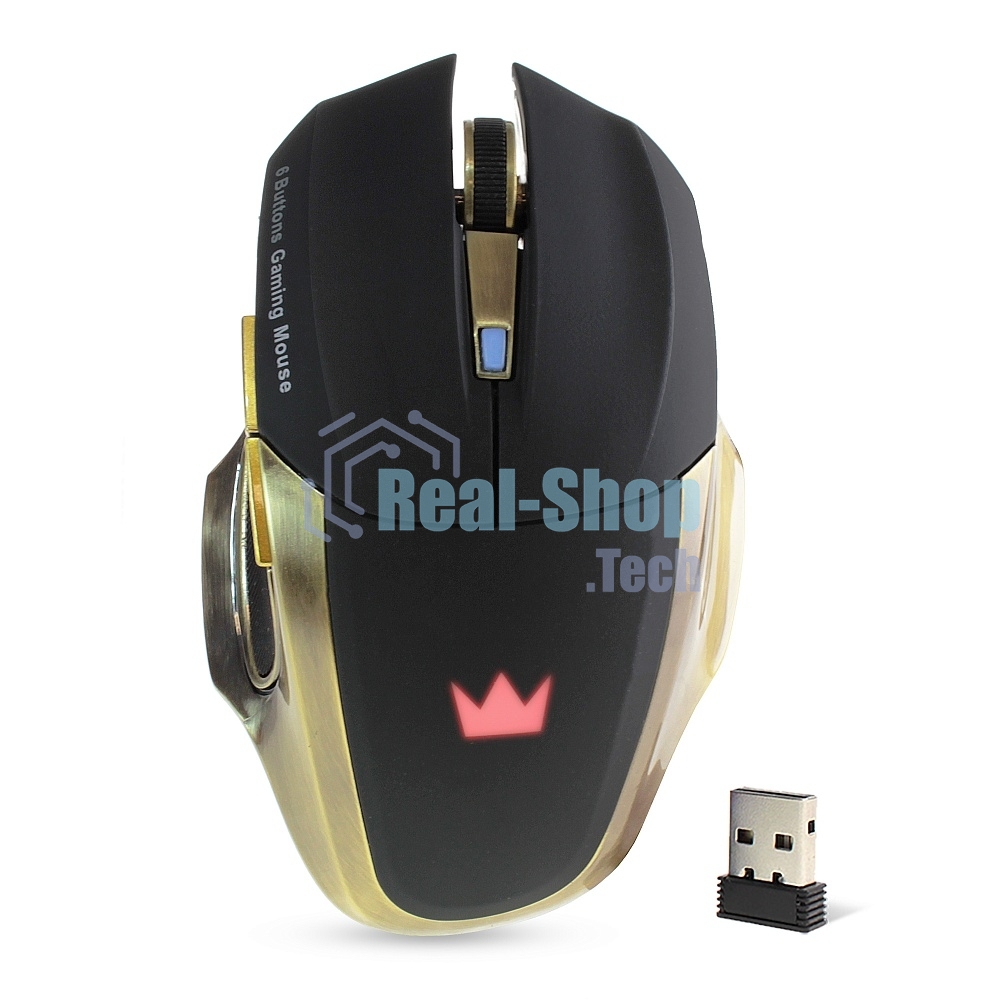 Мышь беспроводная Crown Gaming CMXG-605 черный, 1600 dpi, радиоканал, USB, кнопки - 6