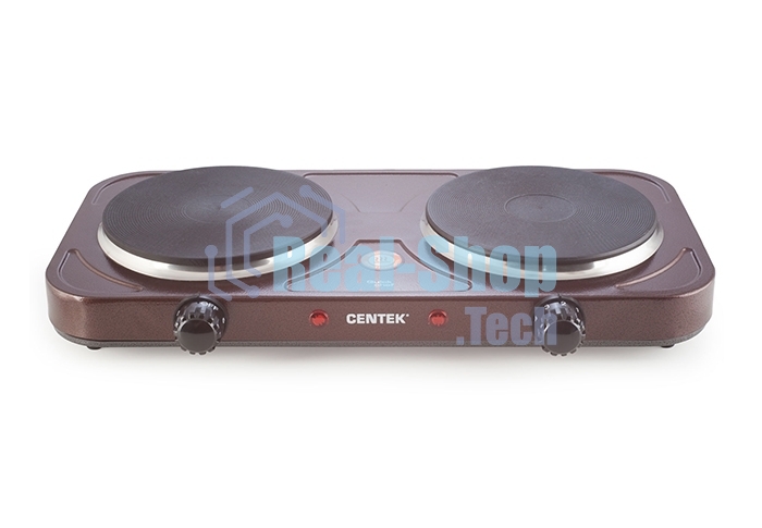Плита настольная электрическая Centek CT-1507 Siberia коричневый, 2 кВт, ТЭН, конфорки - 2, эмаль, поворотные переключатели