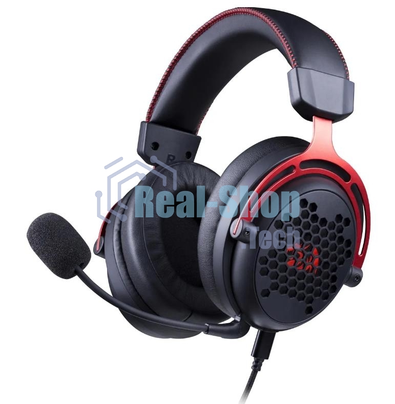 Гарнитура Redragon Diomedes чёрный/красный, проводная, USB / mini jack 3.5 мм