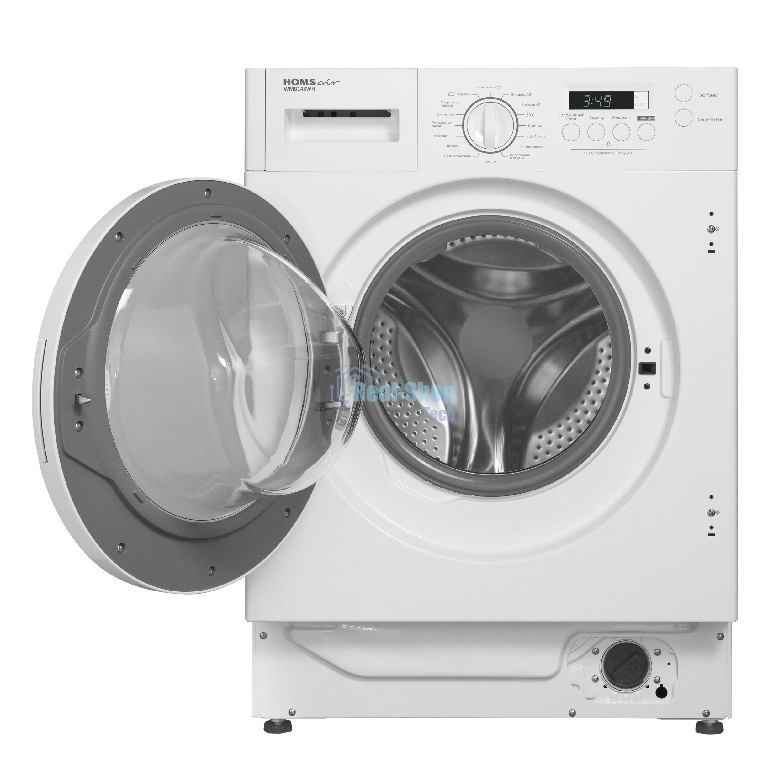 Стиральная машина встраиваемая HOMSair WMB148WH белый, загрузка фронтальная 8 кг, 1400 об/мин, класс A+++