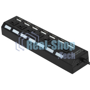USB-концентратор Gembird UHB-U2P7-02, USB 2.0, USB 7 портов, USB/Адаптер: 5 В / 2 A