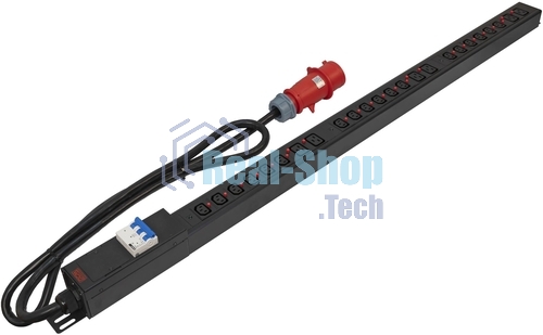 Блок распределения питания Powercom PDU-32AVMS24-18C3-6C9-3P верт.размещ. 18xC13 6xC19 с сетевым мониторингом 3x32A EN 60309 2м