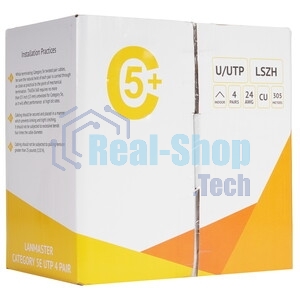 Кабель информационный Lanmaster LAN-5EUTP-PT-LSZH-WH кат.5E UTP 4 пары 24AWG LSZH внутренний 305м белый