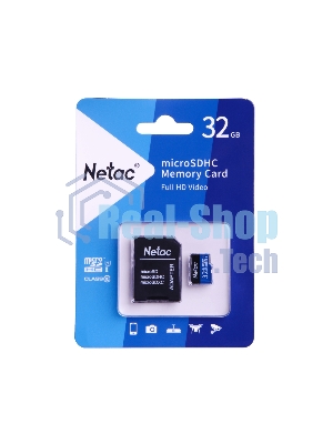 Флеш карта microSDHC 32Gb Netac P500 NT02P500STN-032G-R (с SD адаптером) 80Mb/s