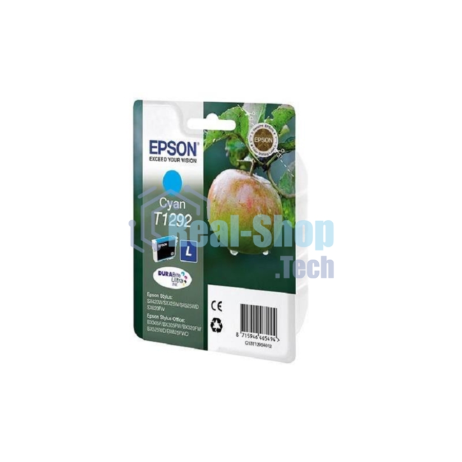 Картридж струйный Epson T1292 (C13T12924012/C13T12924011/C13T12924010) голубой (7 мл) для SX420/425/525WD/B42WD/BX320FW/BX625WFD