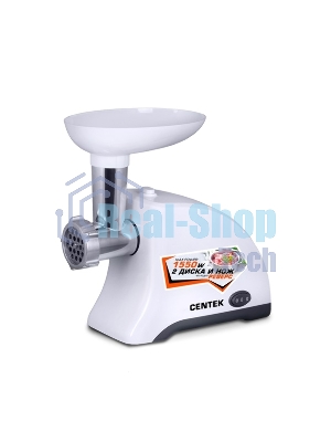 Мясорубка электрическая Centek CT-1609 белый, 1550 Вт, 2 кг/мин, реверс, защита от перегрузки, насадки - 2