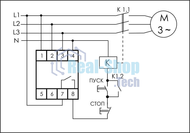Реле контроля фаз CZF-B (3х400/230+N 8А 1перекл. IP20 монтаж на DIN-рейке) F&F EA04.001.002