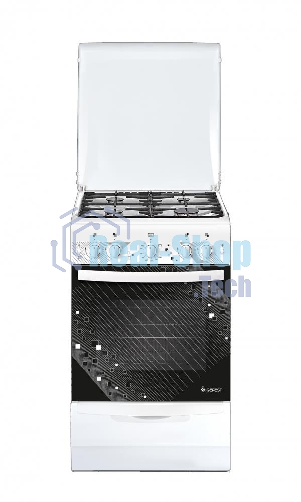 Плита газовая Gefest ПГ 5100-02 0009 белый, конфорок 4 шт, духовка 52 л, 50 см x 85 см x 58.5 см