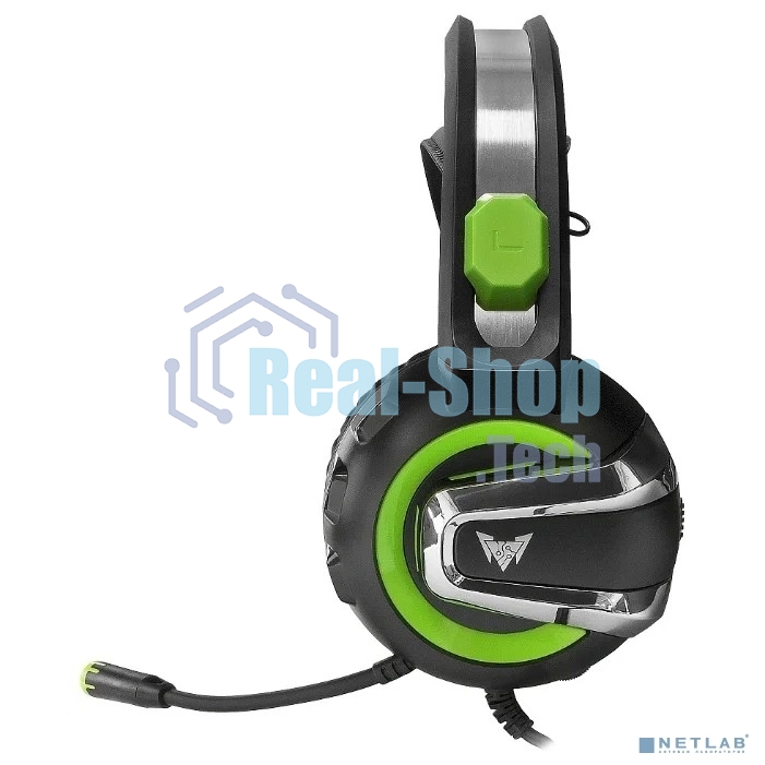 Гарнитура Crown CMGH-3002 чёрный/зелёный, проводная, подсветка