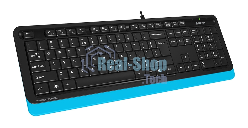 Клавиатура проводная A4Tech Fstyler FK10, USB, черный/синий
