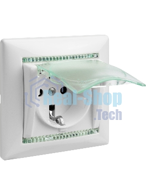 Розетка Legrand Valena 774220 влагозащищенная IP44 с заземлением с крышкой и защитными шторками (белая)