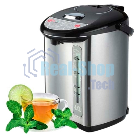 Термопот Centek CT-1082 (сталь) 4.0л, 750 Вт, 3 способа подачи воды, двойная защита от перегрева