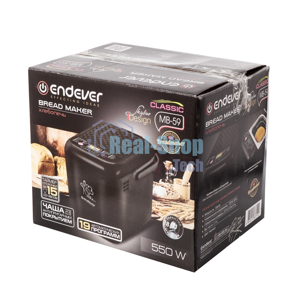 Хлебопечь Endever Skyline MB-59 черный, 550 Вт, 0.6 кг, 19 программ
