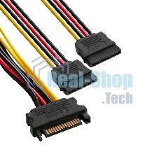 Кабель питания SATA ExeGate EX-CC-SATAM2F-0.15 (15pin M/2x15pinF, 0,15м)