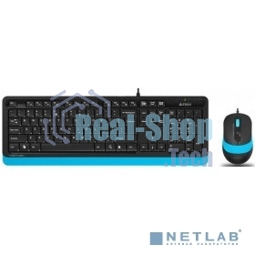 Комплект клавиатура+мышь A4Tech FStyler F1010 проводной, USB, 1600 DPI, чёрный/синий