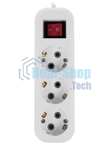 Удлинитель UX-3es-5m c заземлением, 3x0,75мм2, c выкл. 3гн, 5м Б0035755 ЭРА