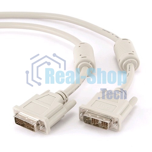 Кабель DVI-D single link Gembird/Cablexpert CC-DVI-6C, 19M/19M, 1.8м, серый, экран, феррит.кольца, пакет