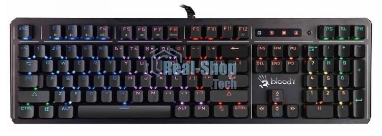 Клавиатура проводная A4 B975 механическая черный USB Gamer LED (подставка для запястий)