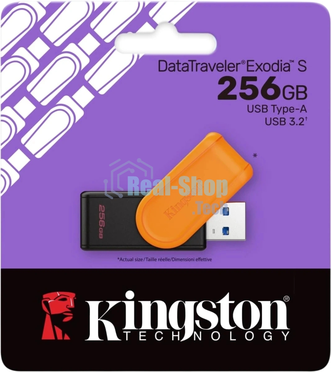 Флешка USB Kingston DataTraveler Exodia S (DTXS/256Gb), 256Gb, USB 3.2 Gen 1, R/W 70/25, оранжевый/черный
