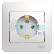 Розетка 1-м СП Glossa 16А с заземл. в сборе бел. SchE GSL000142