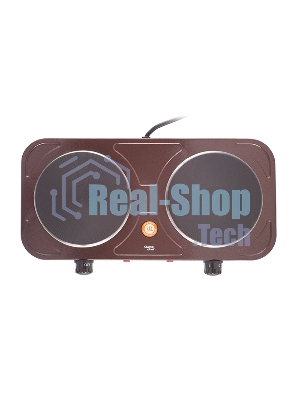Плита настольная электрическая Centek CT-1507 Siberia коричневый, 2 кВт, ТЭН, конфорки - 2, эмаль, поворотные переключатели