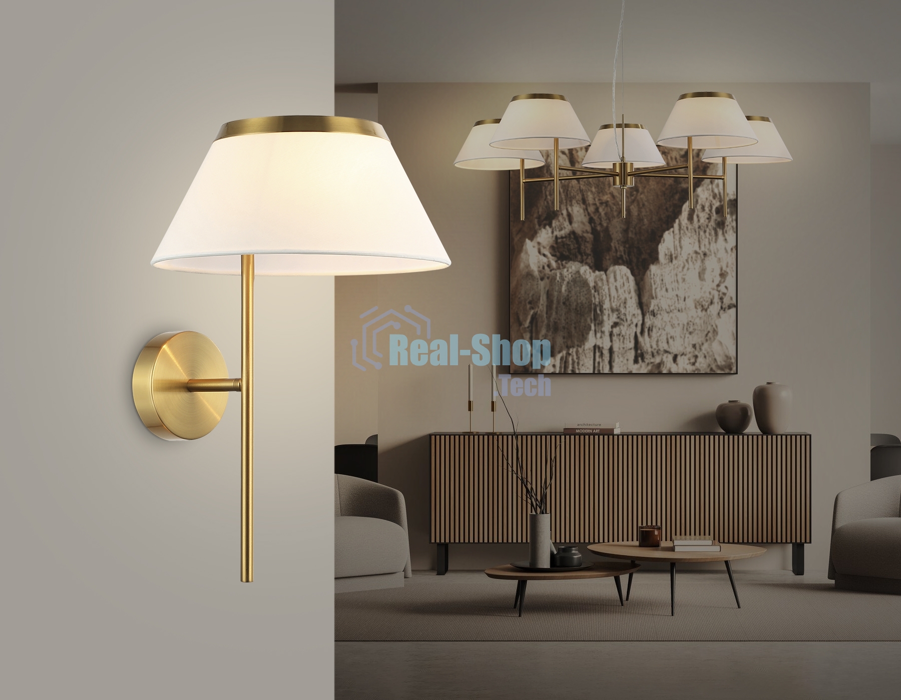 Настенный светильник Ambrella light LH72475 BS/WH латунь/белый Е14 max 40W 300*260*400