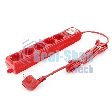 Фильтр-удл. Power Cube PC 3м 5р, красн. 10А/2,2кВт